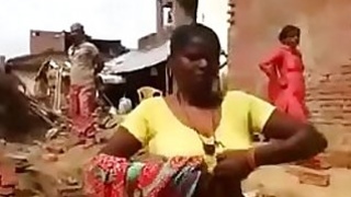 Angry Aunty her Boobs to Intruder
