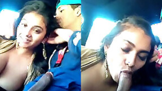 Hot nri babe loves sucking BF on lunch break in the car