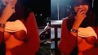 Girl in Scooty showing her big tits to check official