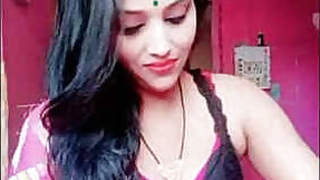 Cute home puja woman sharma navel Show in bra