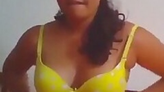 Lankan girl shows her nice tits to her lover at night