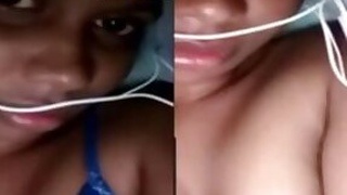 Young Lankan girl shows off her Desi XXX melons in close-up video clip