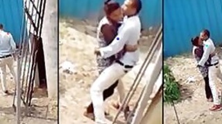 Indian lovers caught kissing outdoors in backyard in Desi mms video