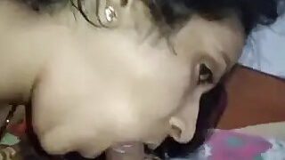 Desi gives her husband a blowjob