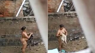 Desi Bhabha's Big Ass Outdoor Bathing Recording on Hidden Camera