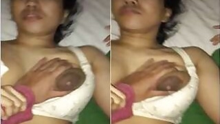 Nepalese girl presses her breasts and fucks
